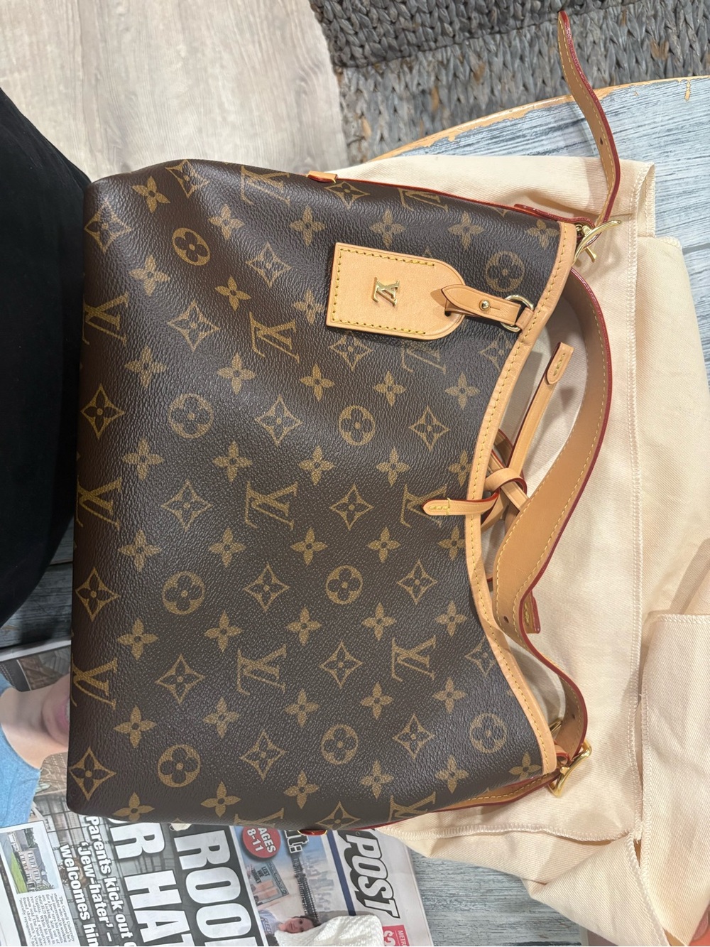 Louis Vuitton Monogram Tote in Brown with Tan Trim